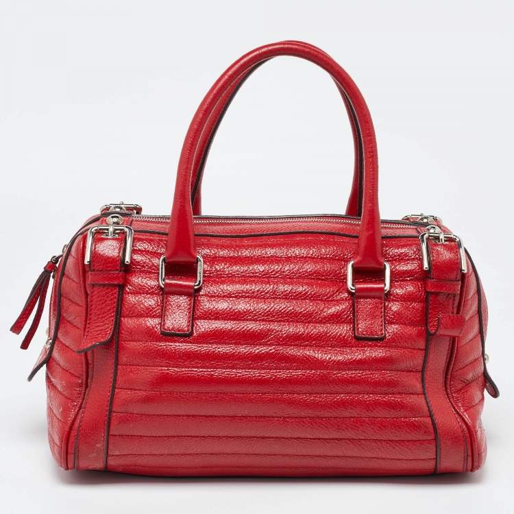 Pre Owned Dolce & Gabbana Red Leather Miss Easy Way Satchel