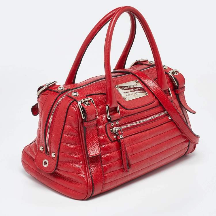 Pre Owned Dolce & Gabbana Red Leather Miss Easy Way Satchel