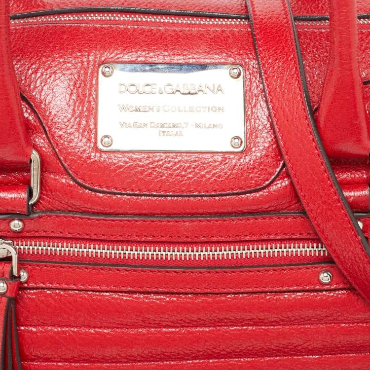 Pre Owned Dolce & Gabbana Red Leather Miss Easy Way Satchel