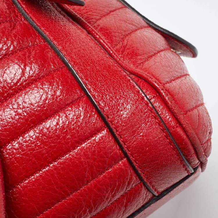 Pre Owned Dolce & Gabbana Red Leather Miss Easy Way Satchel