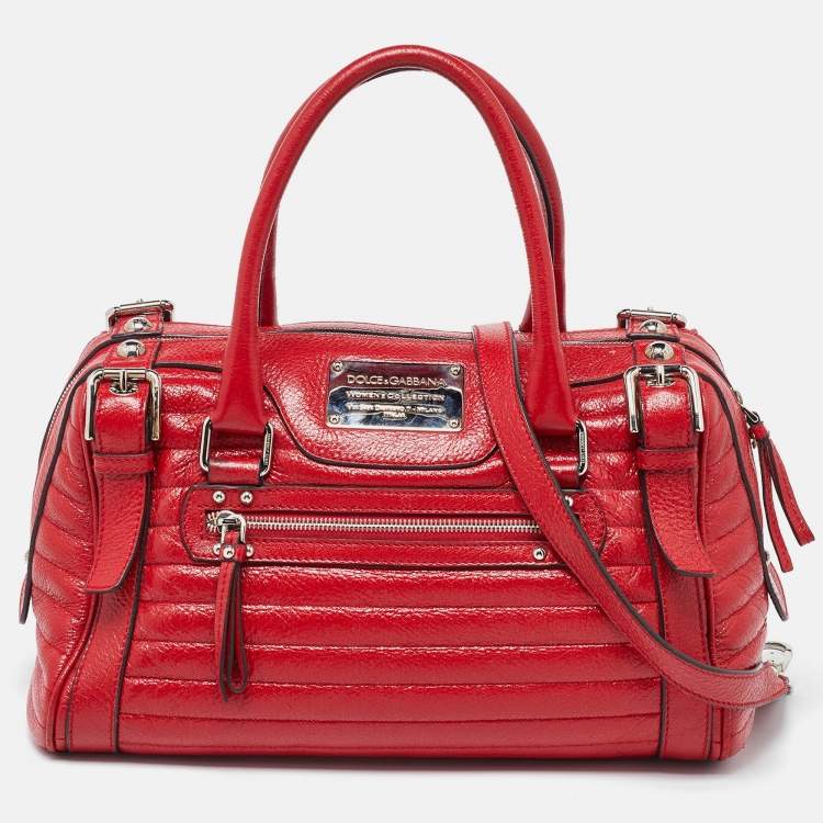 Pre Owned Dolce & Gabbana Red Leather Miss Easy Way Satchel