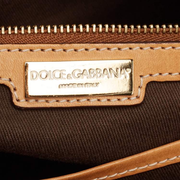Pre Owned Dolce & Gabbana Brown/Black Leopard Print Coated Canvas and Leather Satchel