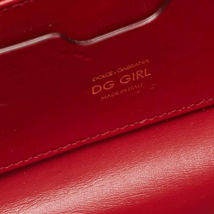 Pre Owned Dolce & Gabbana Red Leather DG Girls Phone Bag