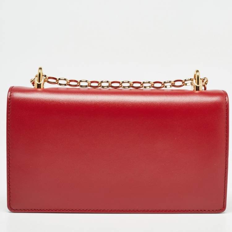 Pre Owned Dolce & Gabbana Red Leather DG Girls Phone Bag