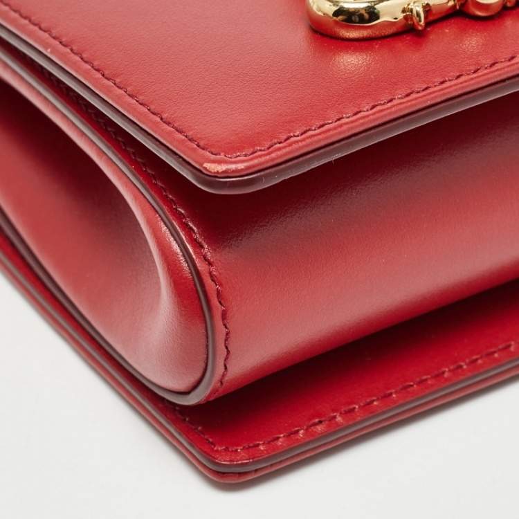 Pre Owned Dolce & Gabbana Red Leather DG Girls Phone Bag