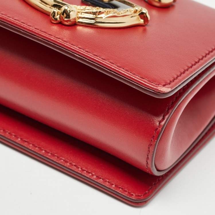 Pre Owned Dolce & Gabbana Red Leather DG Girls Phone Bag