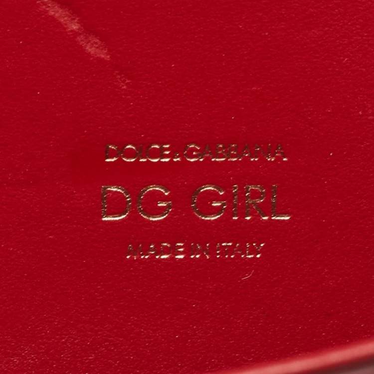 Pre Owned Dolce & Gabbana Red Leather DG Girls Phone Bag