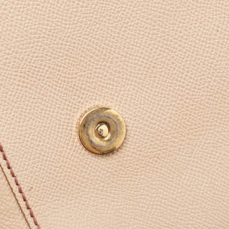 Pre Owned Dolce & Gabbana Beige Leather Medium Miss Sicily Top Handle Bag