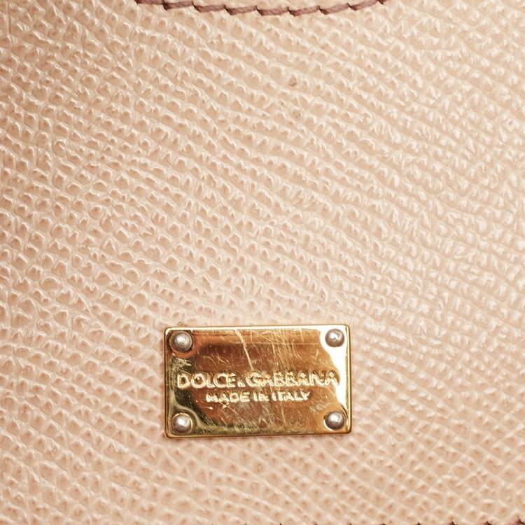 Pre Owned Dolce & Gabbana Beige Leather Medium Miss Sicily Top Handle Bag