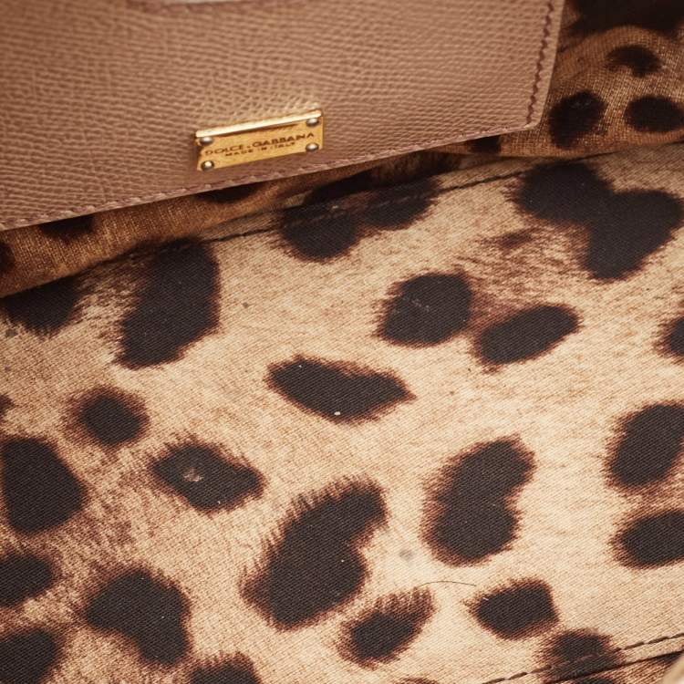 Pre Owned Dolce & Gabbana Beige Leather Medium Miss Sicily Top Handle Bag