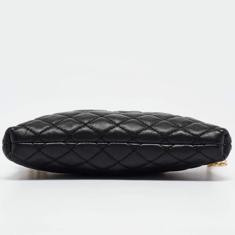 Pre Owned Dolce & Gabbana Black Quilted Leather Logo Pochette Bag