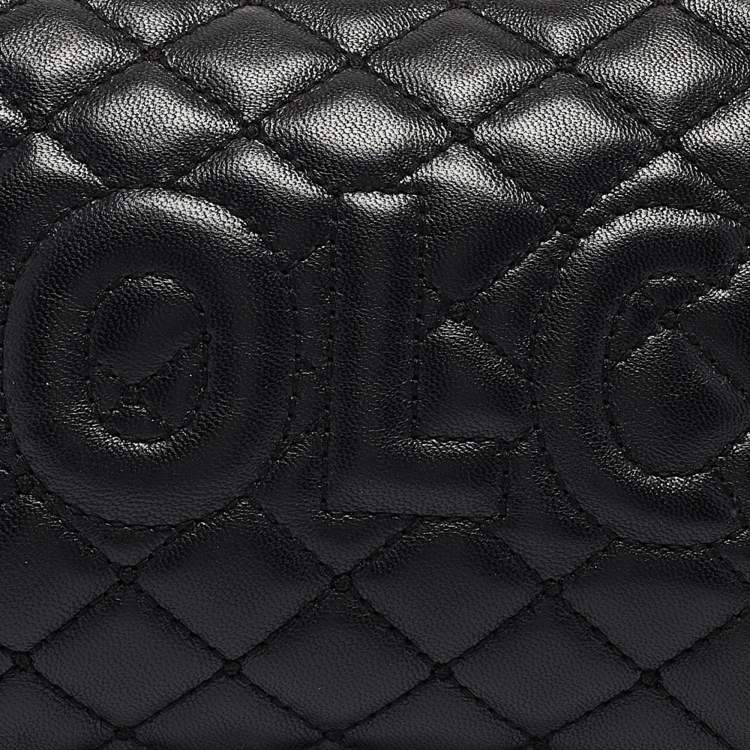 Pre Owned Dolce & Gabbana Black Quilted Leather Logo Pochette Bag
