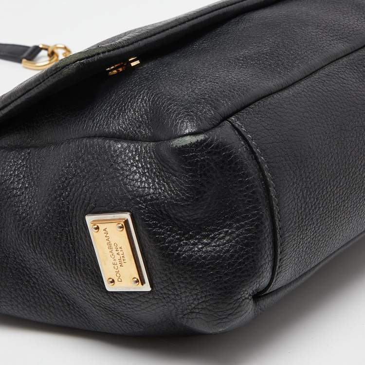Pre Owned Dolce & Gabbana Black Soft Leather Miss Sicily Top Handle Bag