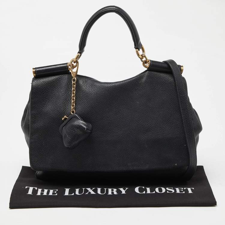 Pre Owned Dolce & Gabbana Black Soft Leather Miss Sicily Top Handle Bag