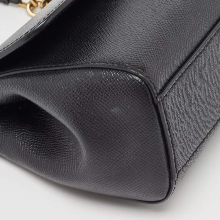 مملوكة مسبقًا Dolce & Gabbana Black Leather Small Miss Sicily Top Handle Bag