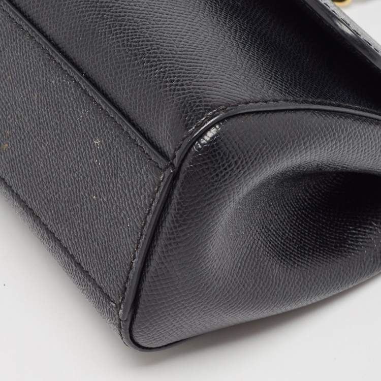 مملوكة مسبقًا Dolce & Gabbana Black Leather Small Miss Sicily Top Handle Bag