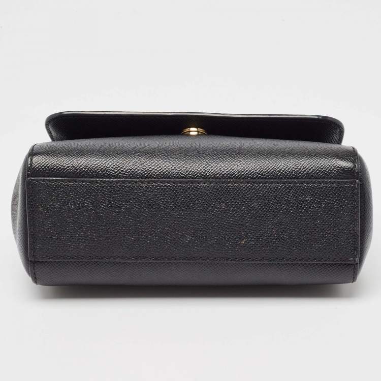 مملوكة مسبقًا Dolce & Gabbana Black Leather Small Miss Sicily Top Handle Bag