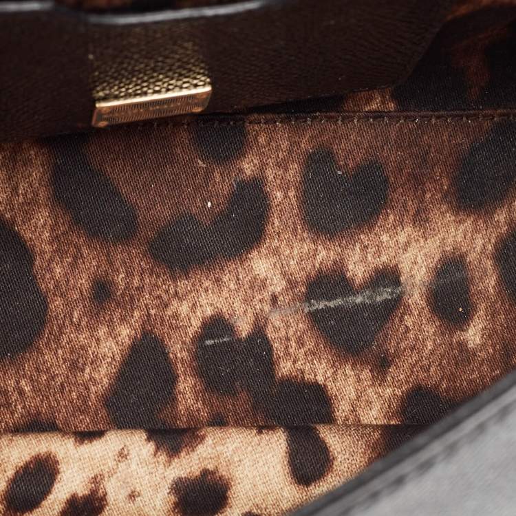 مملوكة مسبقًا Dolce & Gabbana Black Leather Small Miss Sicily Top Handle Bag
