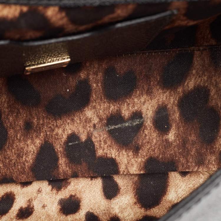 مملوكة مسبقًا Dolce & Gabbana Black Leather Small Miss Sicily Top Handle Bag