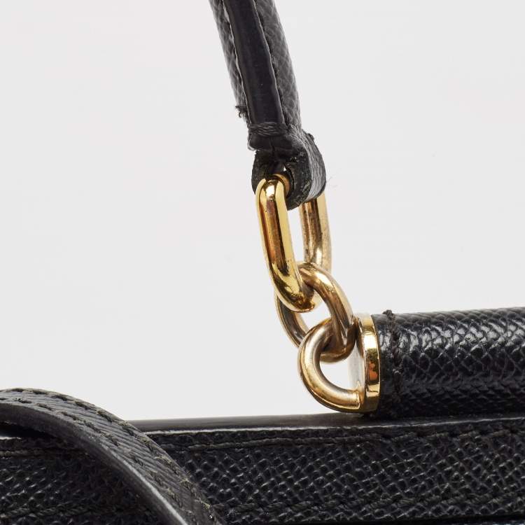 مملوكة مسبقًا Dolce & Gabbana Black Leather Small Miss Sicily Top Handle Bag