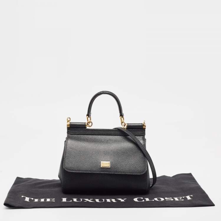 مملوكة مسبقًا Dolce & Gabbana Black Leather Small Miss Sicily Top Handle Bag
