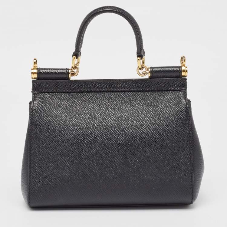 مملوكة مسبقًا Dolce & Gabbana Black Leather Small Miss Sicily Top Handle Bag