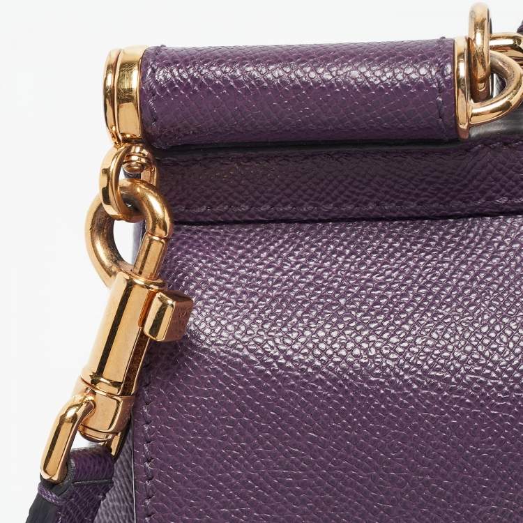 مملوكة مسبقًا Dolce & Gabbana Purple Leather Medium Miss Sicily Top Handle Bag