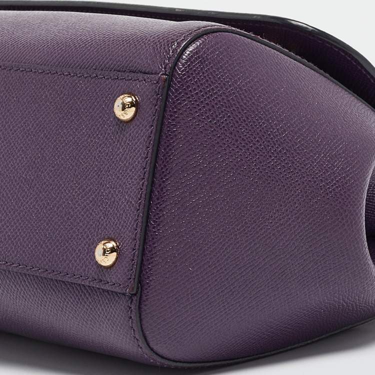 مملوكة مسبقًا Dolce & Gabbana Purple Leather Medium Miss Sicily Top Handle Bag