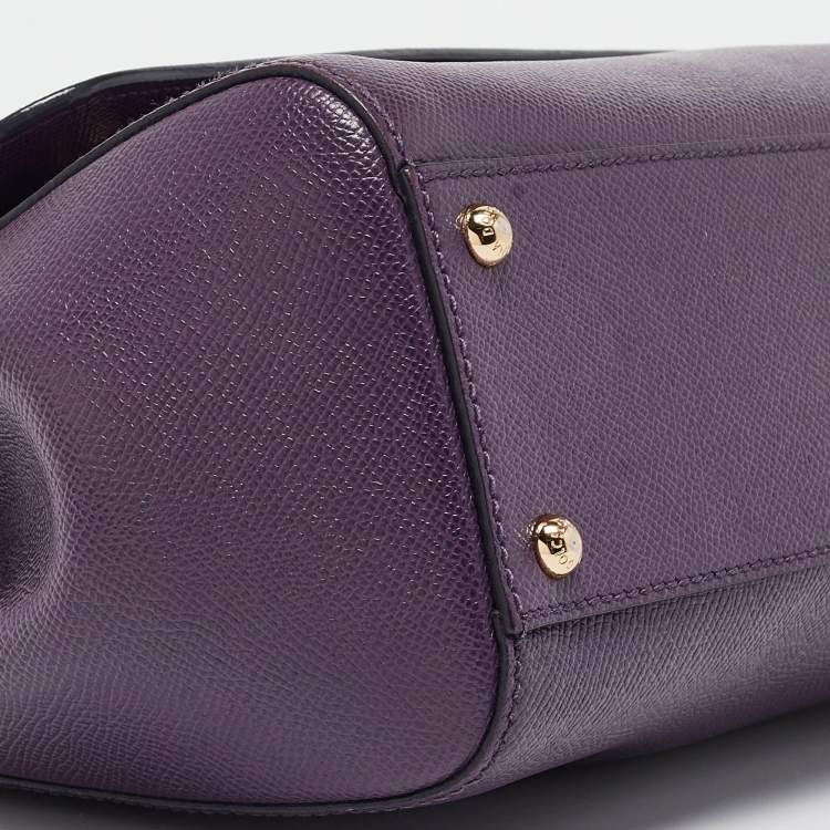 مملوكة مسبقًا Dolce & Gabbana Purple Leather Medium Miss Sicily Top Handle Bag