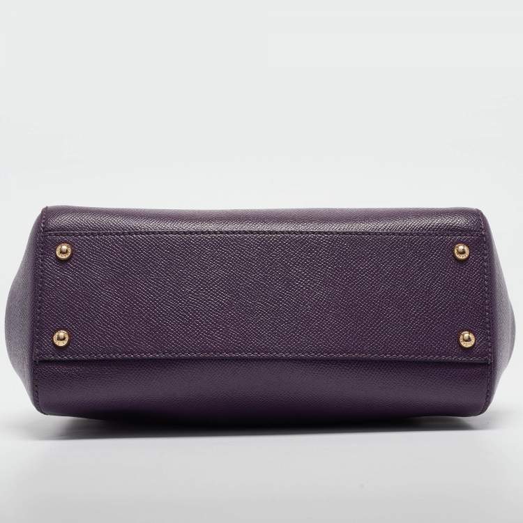 مملوكة مسبقًا Dolce & Gabbana Purple Leather Medium Miss Sicily Top Handle Bag
