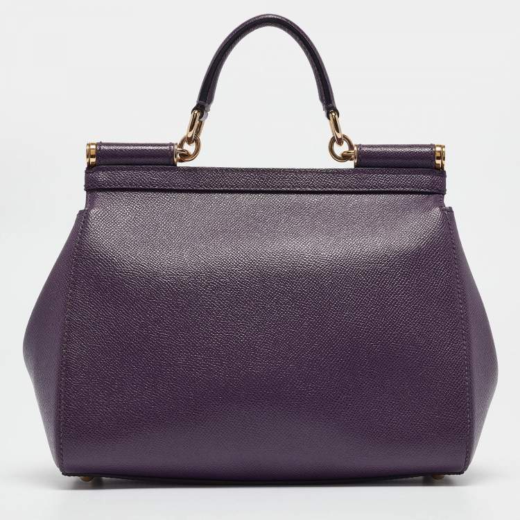 مملوكة مسبقًا Dolce & Gabbana Purple Leather Medium Miss Sicily Top Handle Bag