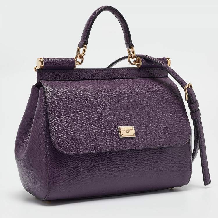 مملوكة مسبقًا Dolce & Gabbana Purple Leather Medium Miss Sicily Top Handle Bag