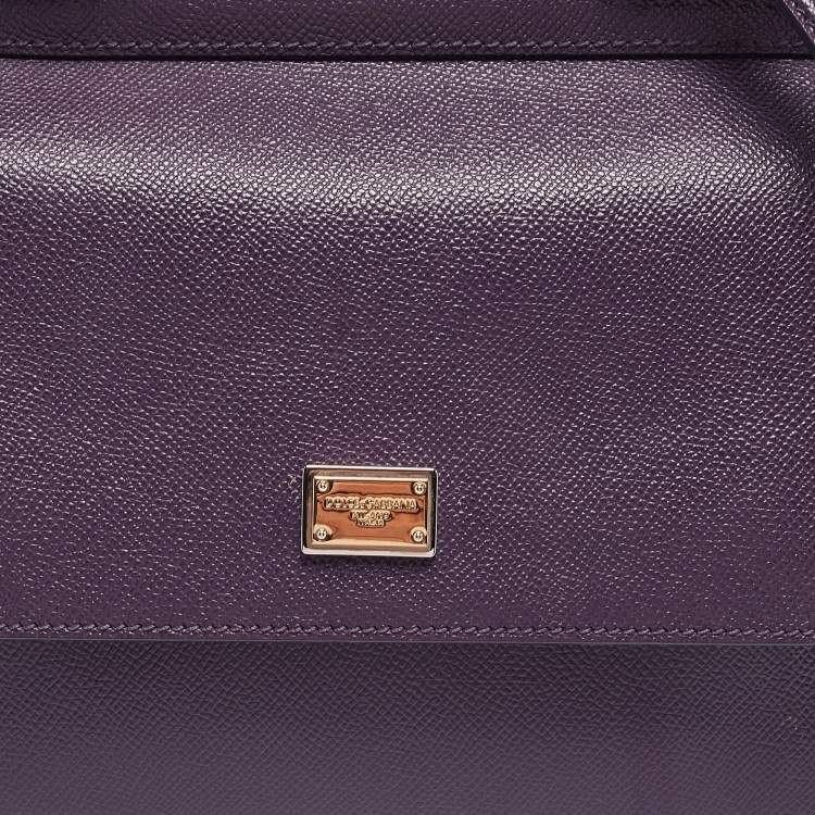 مملوكة مسبقًا Dolce & Gabbana Purple Leather Medium Miss Sicily Top Handle Bag