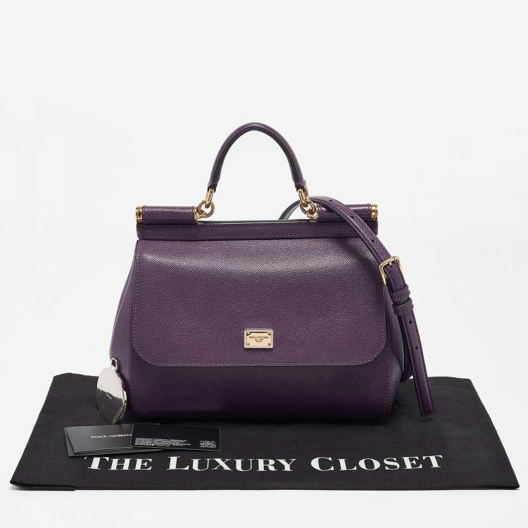 مملوكة مسبقًا Dolce & Gabbana Purple Leather Medium Miss Sicily Top Handle Bag