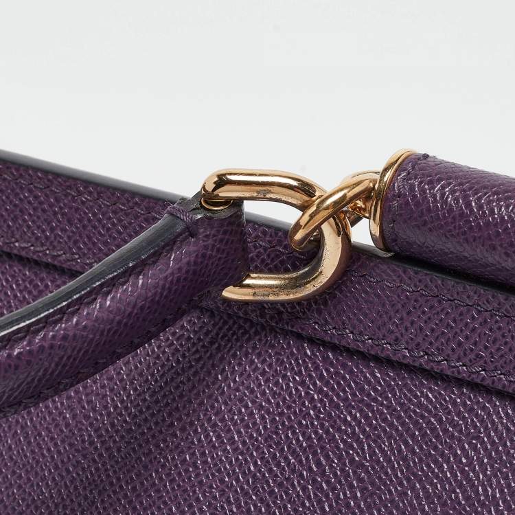 مملوكة مسبقًا Dolce & Gabbana Purple Leather Medium Miss Sicily Top Handle Bag