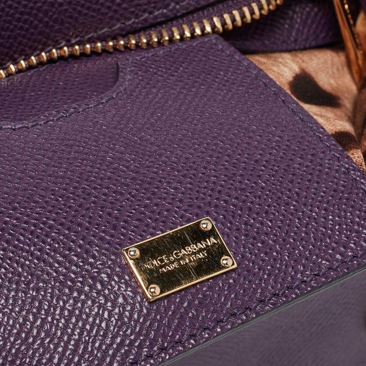 مملوكة مسبقًا Dolce & Gabbana Purple Leather Medium Miss Sicily Top Handle Bag