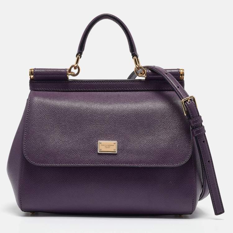 مملوكة مسبقًا Dolce & Gabbana Purple Leather Medium Miss Sicily Top Handle Bag