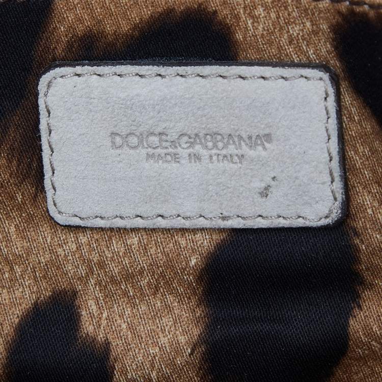 Pre Owned Dolce & Gabbana Beige/Brown Crochet Raffia and Leather Large Miss Sicily Top Handle Bag 