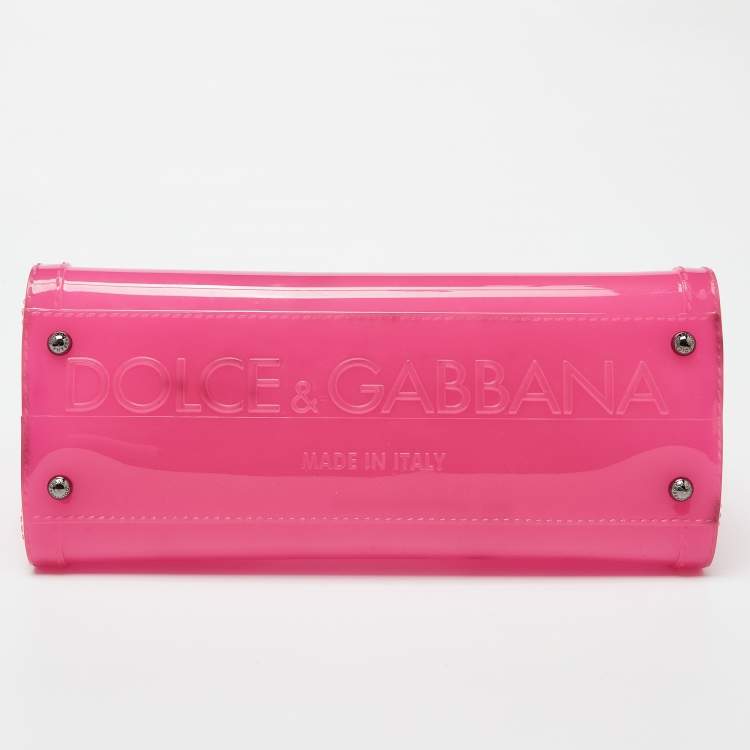 Pre Owned Dolce & Gabbana Pink Rubber Regular Miss Sicily Top Handle Bag