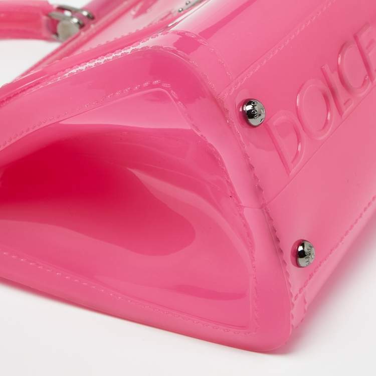 Pre Owned Dolce & Gabbana Pink Rubber Regular Miss Sicily Top Handle Bag