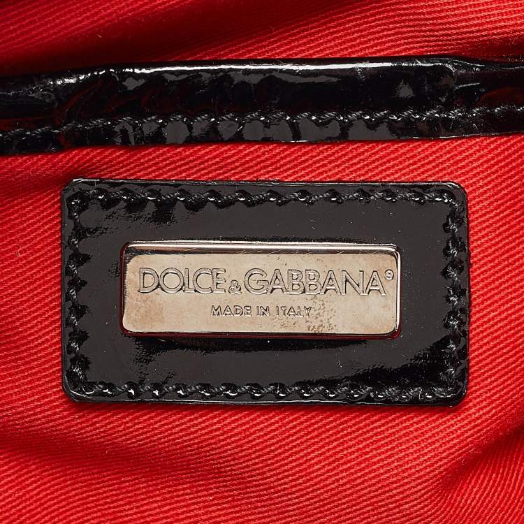 Pre Owned Dolce & Gabbana Black/Brown Leopard Calfhair and Patent Leather Miss Silky Hobo