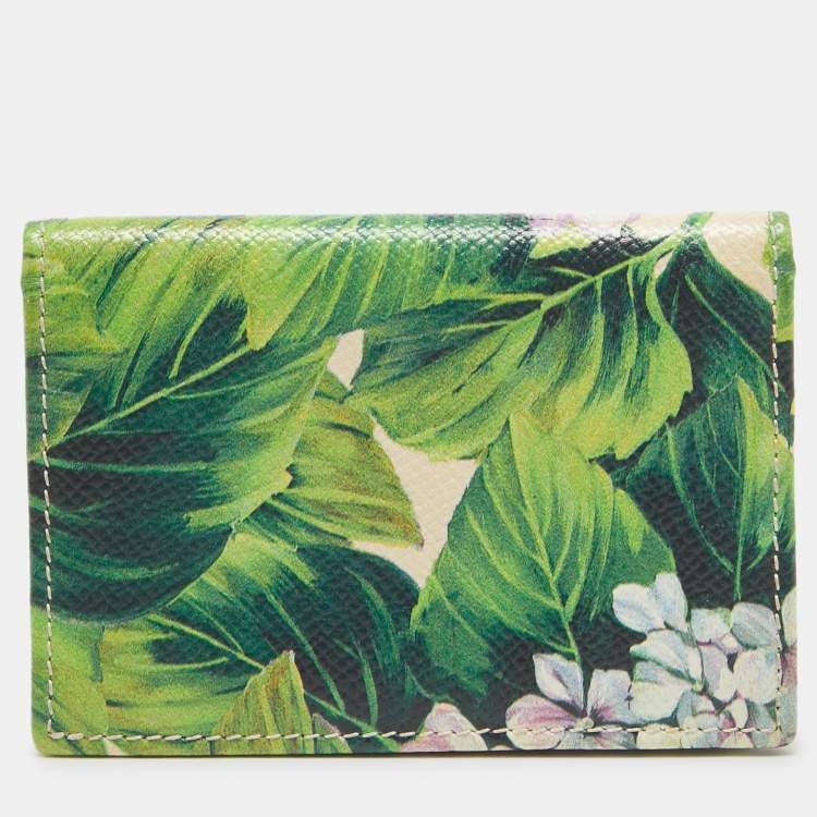 مملوكة مسبقًا Dolce & Gabbana Multicolor Floral Print Leather Card Case