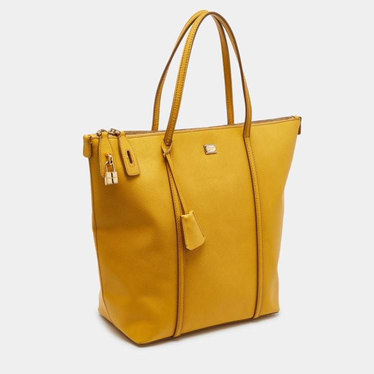 Pre Owned Dolce & Gabbana Yellow Leather Miss Escape Shopper Tote