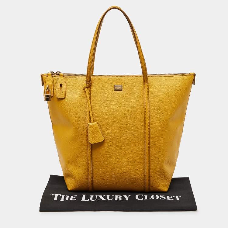 Pre Owned Dolce & Gabbana Yellow Leather Miss Escape Shopper Tote