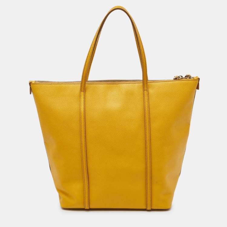 Pre Owned Dolce & Gabbana Yellow Leather Miss Escape Shopper Tote
