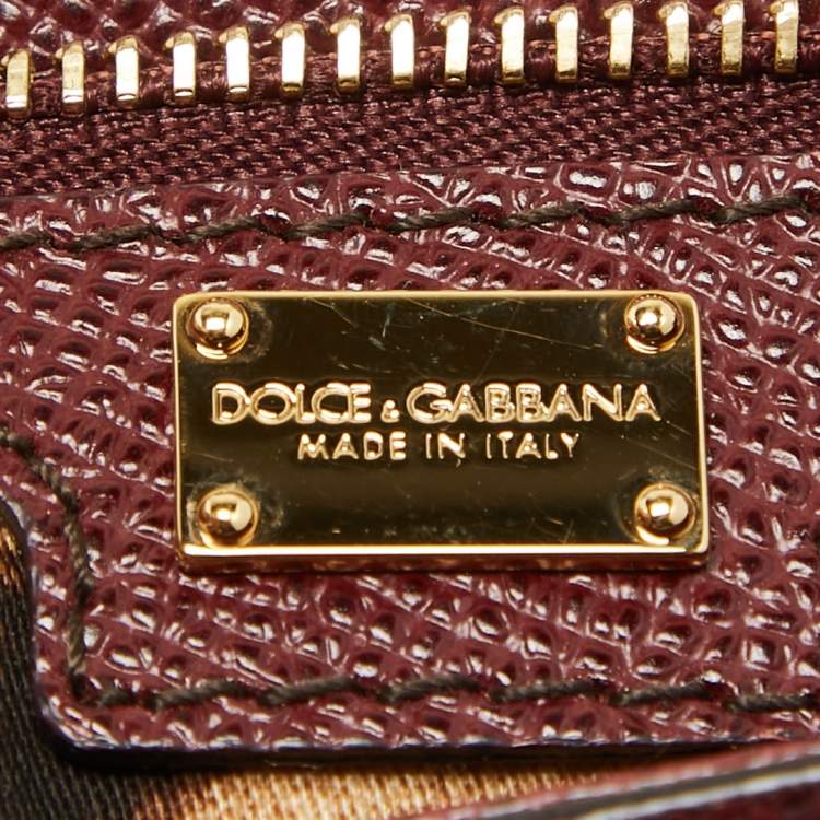 مملوكة مسبقًا Dolce & Gabbana Burgundy Leather Large Miss Sicily Top Handle Bag