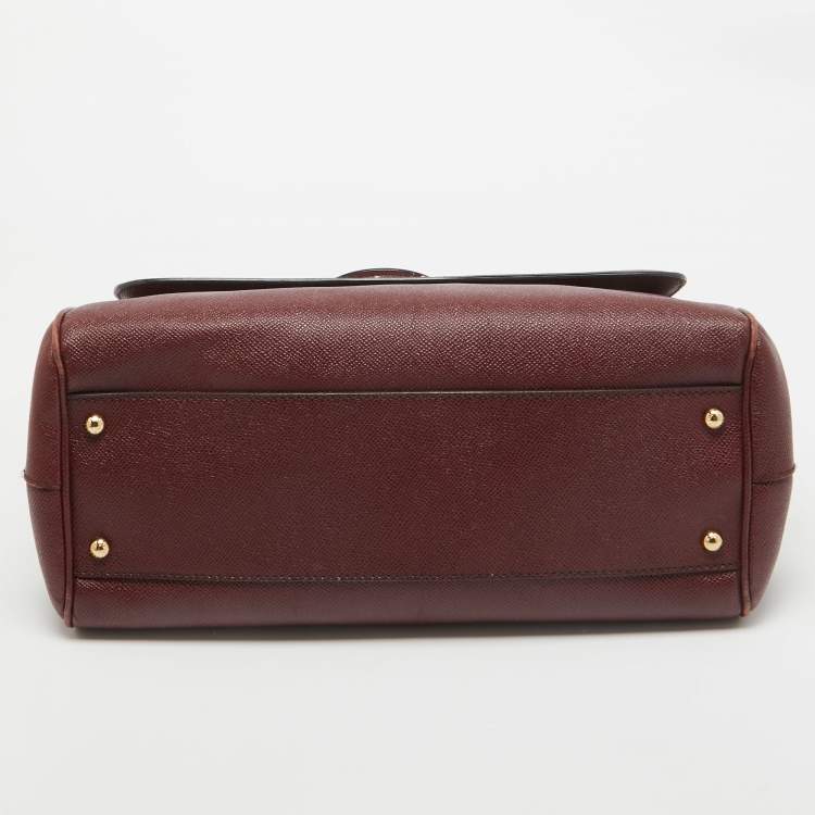 مملوكة مسبقًا Dolce & Gabbana Burgundy Leather Large Miss Sicily Top Handle Bag