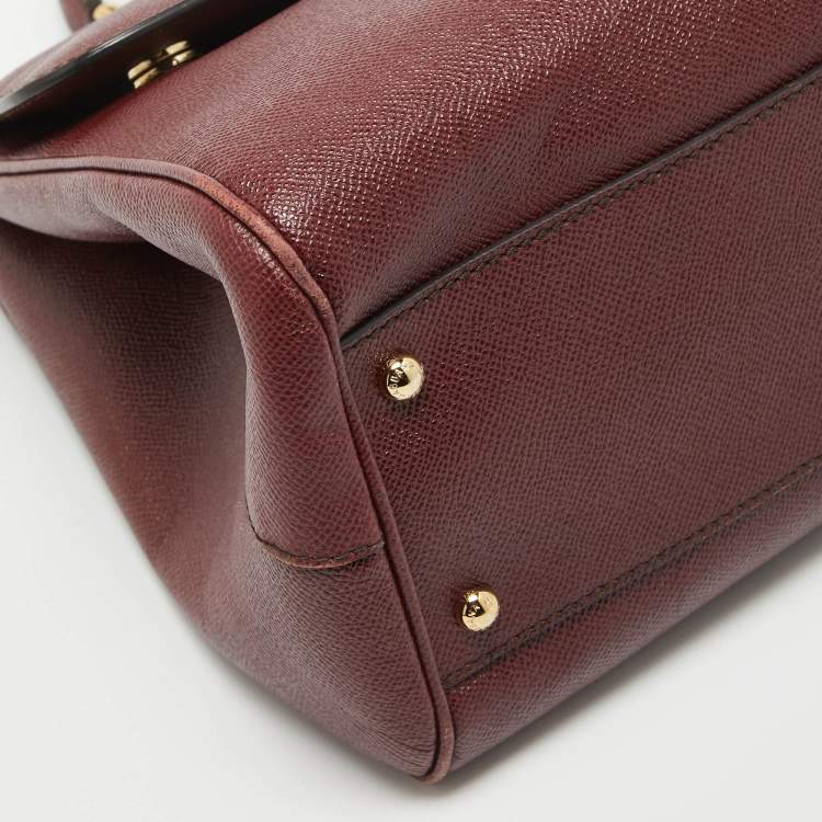 مملوكة مسبقًا Dolce & Gabbana Burgundy Leather Large Miss Sicily Top Handle Bag