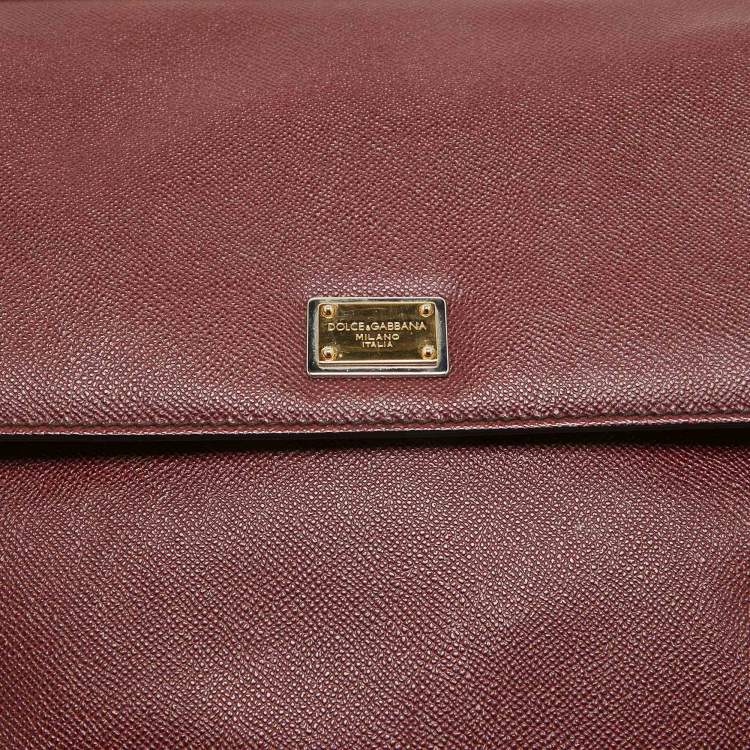 مملوكة مسبقًا Dolce & Gabbana Burgundy Leather Large Miss Sicily Top Handle Bag