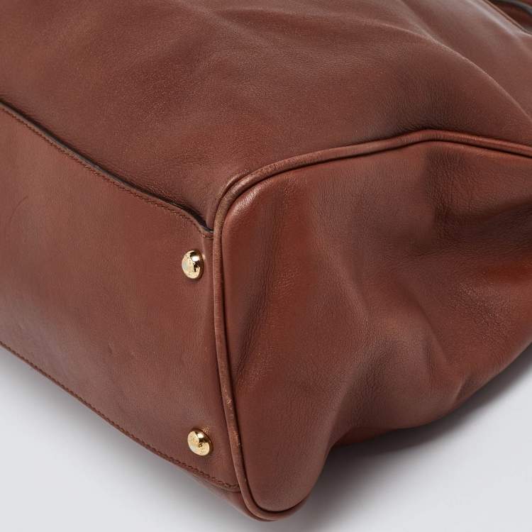 Pre Owned Dolce & Gabbana Brown Leather Miss Sicily Tote